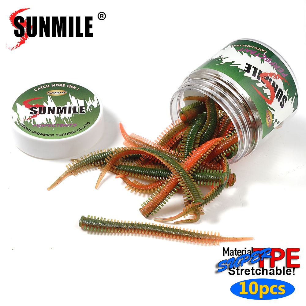 Fishing Lure Soft Plastic - SUNMILE 10 Uds señuelos de gusanos