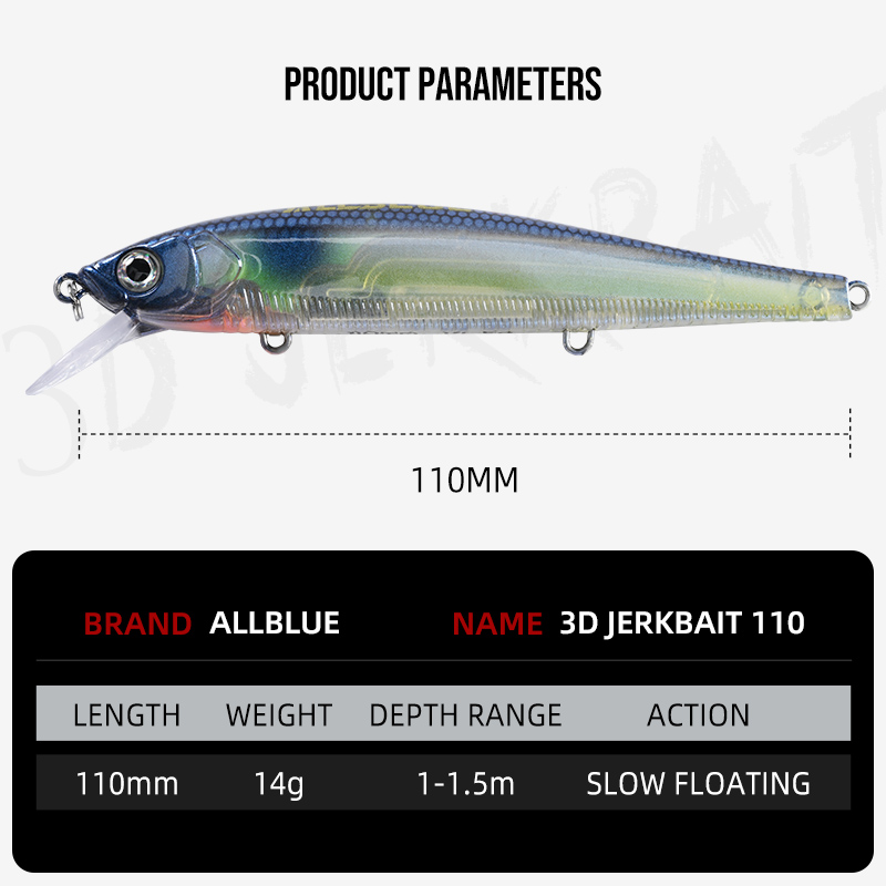Señuelo de Pesca ALLBLUE 3D Je - Fishing Lure Jerkbait reseña y precio